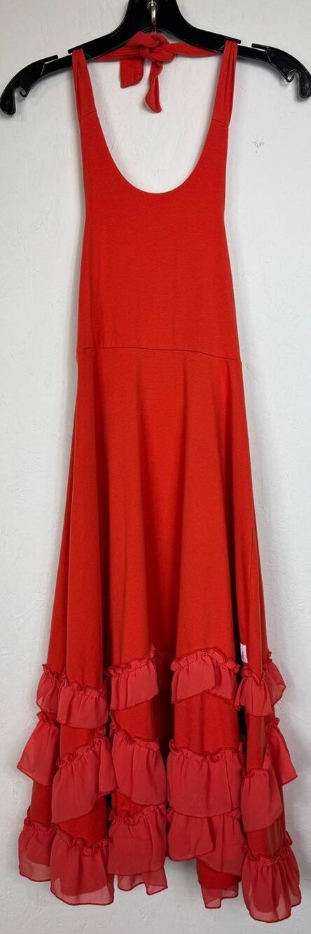 Flowersak Orange Halter Top Maxi Dress Girl's 8